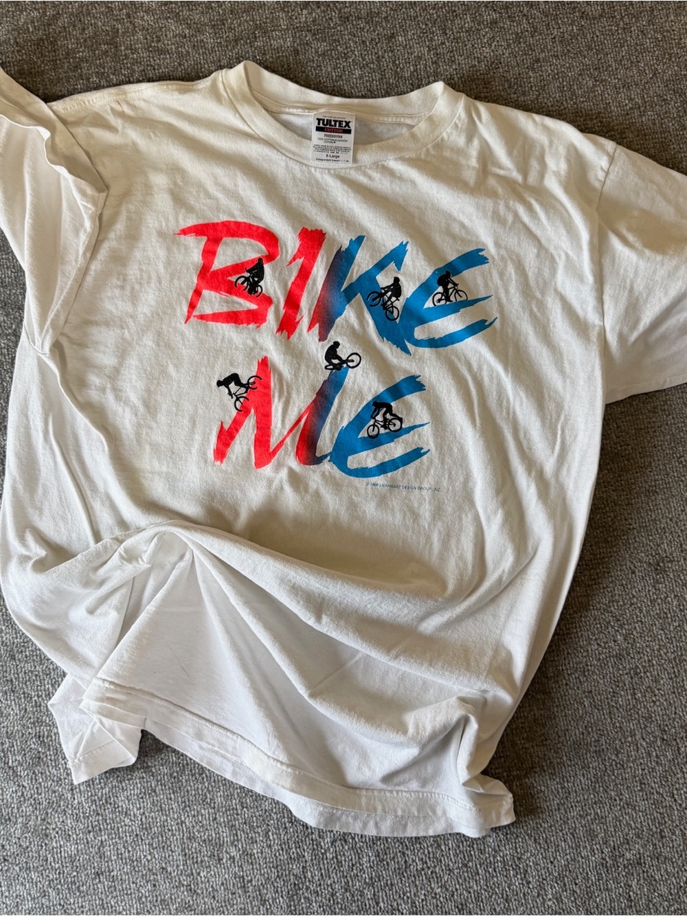 1996 'BIKE ME' Vintage Neon Tultex Men's X-Large Bicycle Racing T-Shirt